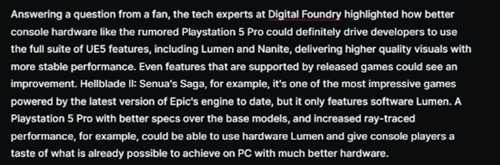 数毛社谈虚幻5：像PS5 Pro这种硬件能带来更棒的效果
