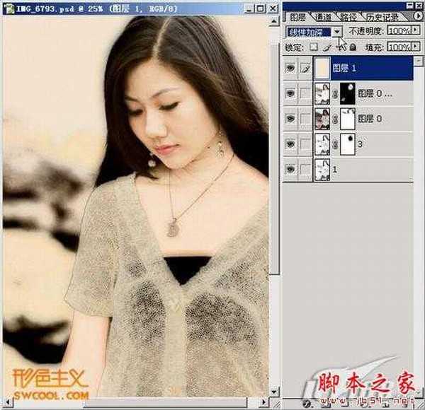 photoshop将美女图片转古典工笔画效果教程