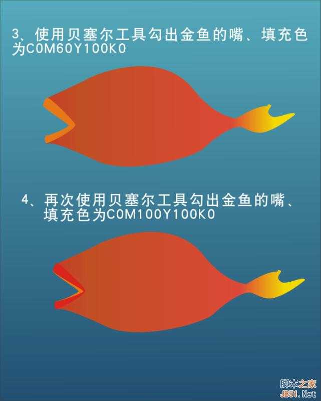 CorelDraw绘制追着泡泡的金鱼