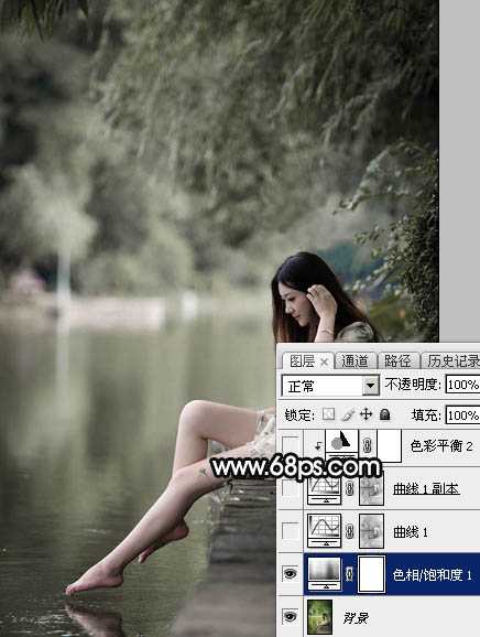 Photoshop为湖景人物图片打造唯美的中性黄褐色效果教程